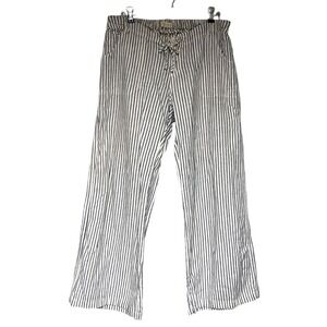 Just Living Charcoal Stripe Linen Blend Wide Leg Pants Women's Large